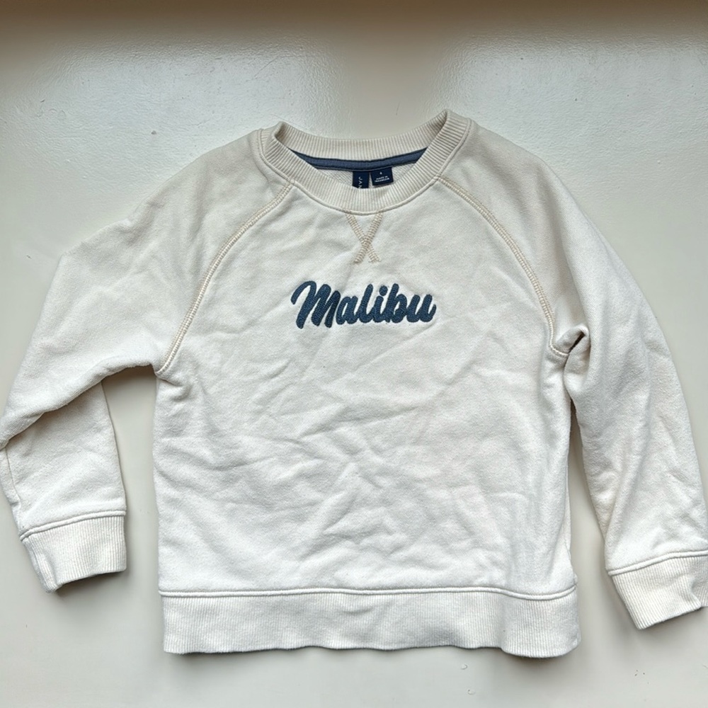 Janie and Jack cream Malibu embroidery sweatshirt. Size 4